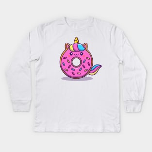 Cute Unicorn Doughnut Donut Cartoon Kids Long Sleeve T-Shirt